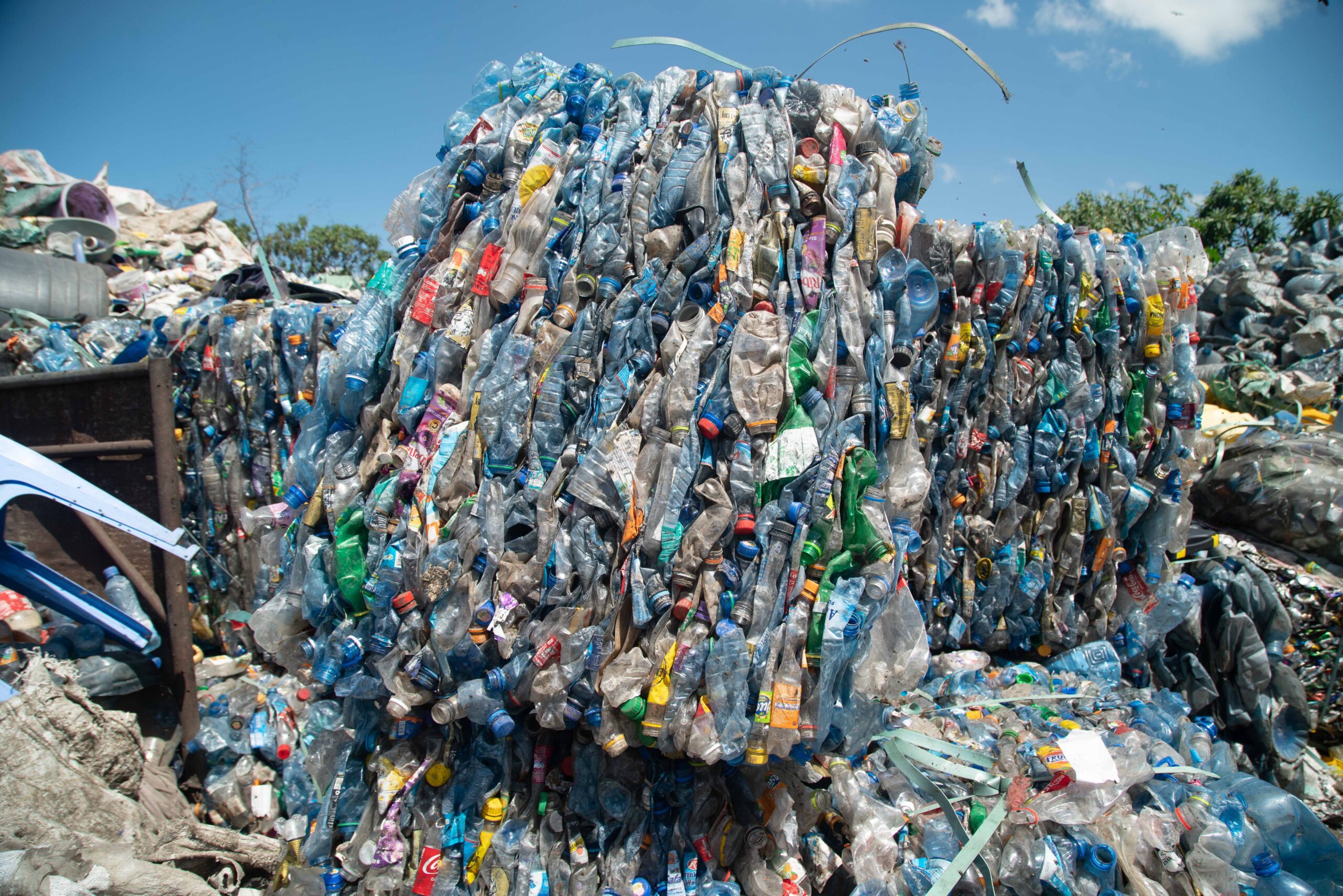 A bale of used plastic bottles. Photo by James Wakibia.